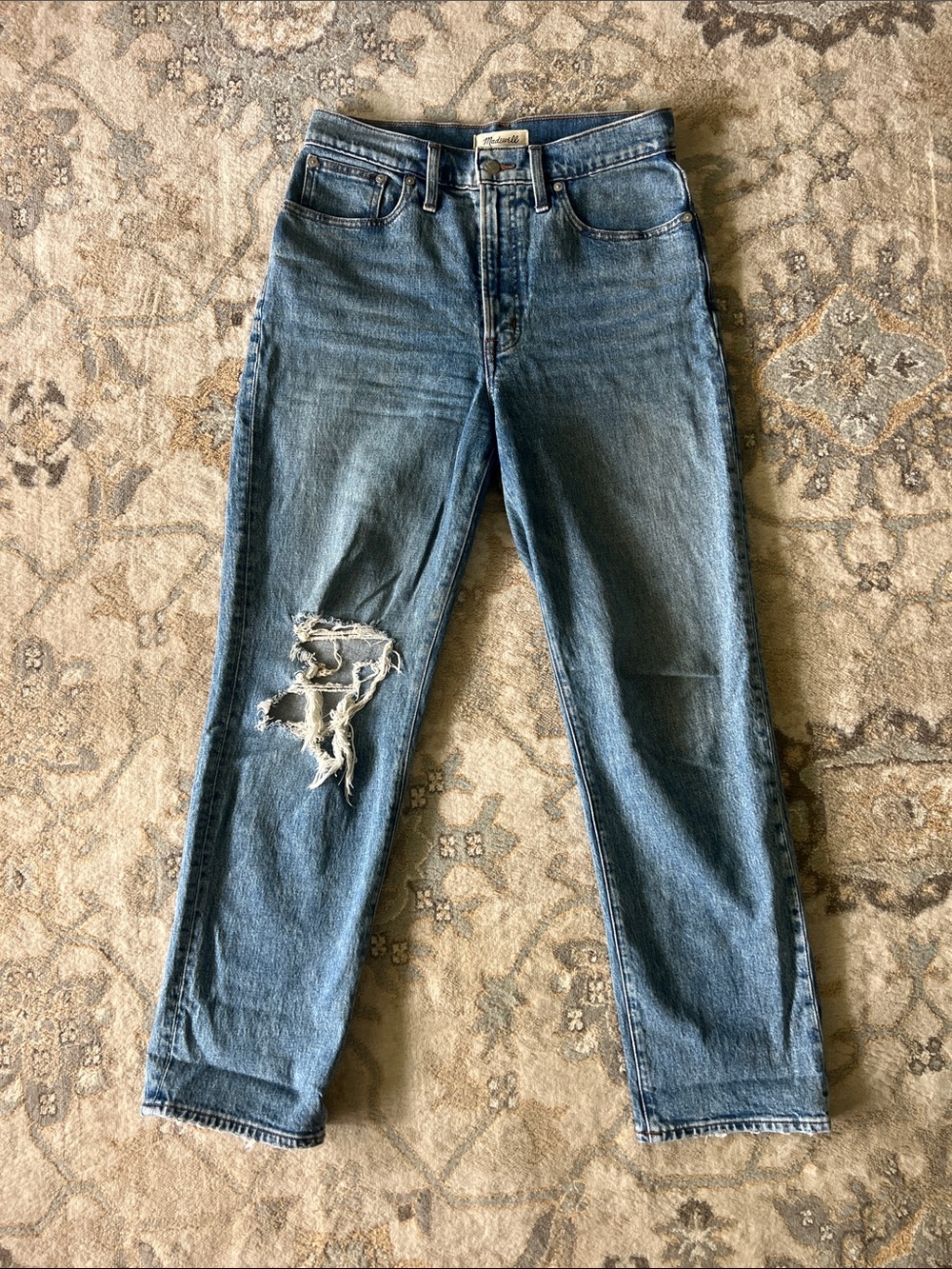 Madewell Vintage Wash Distressed Straight-Leg Jeans - Blue